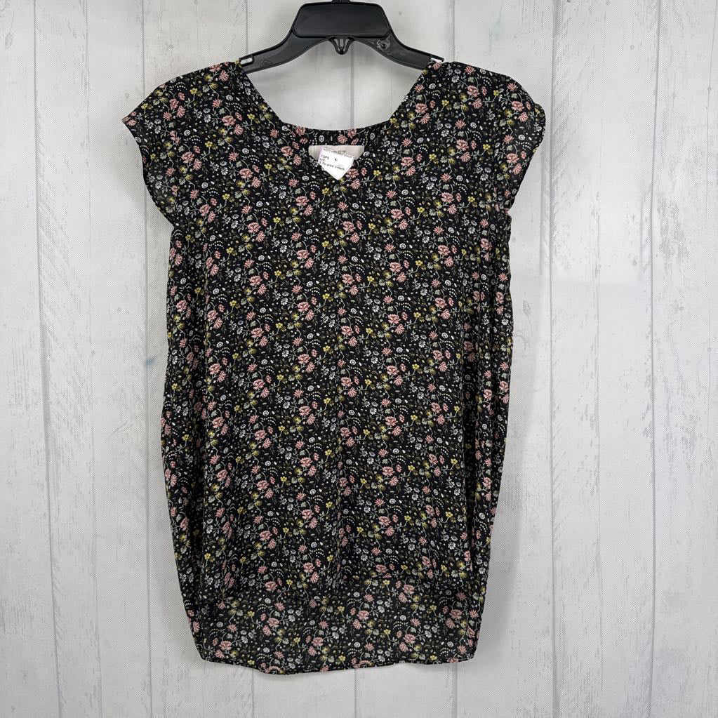 S flo print v-neck flutter slv top