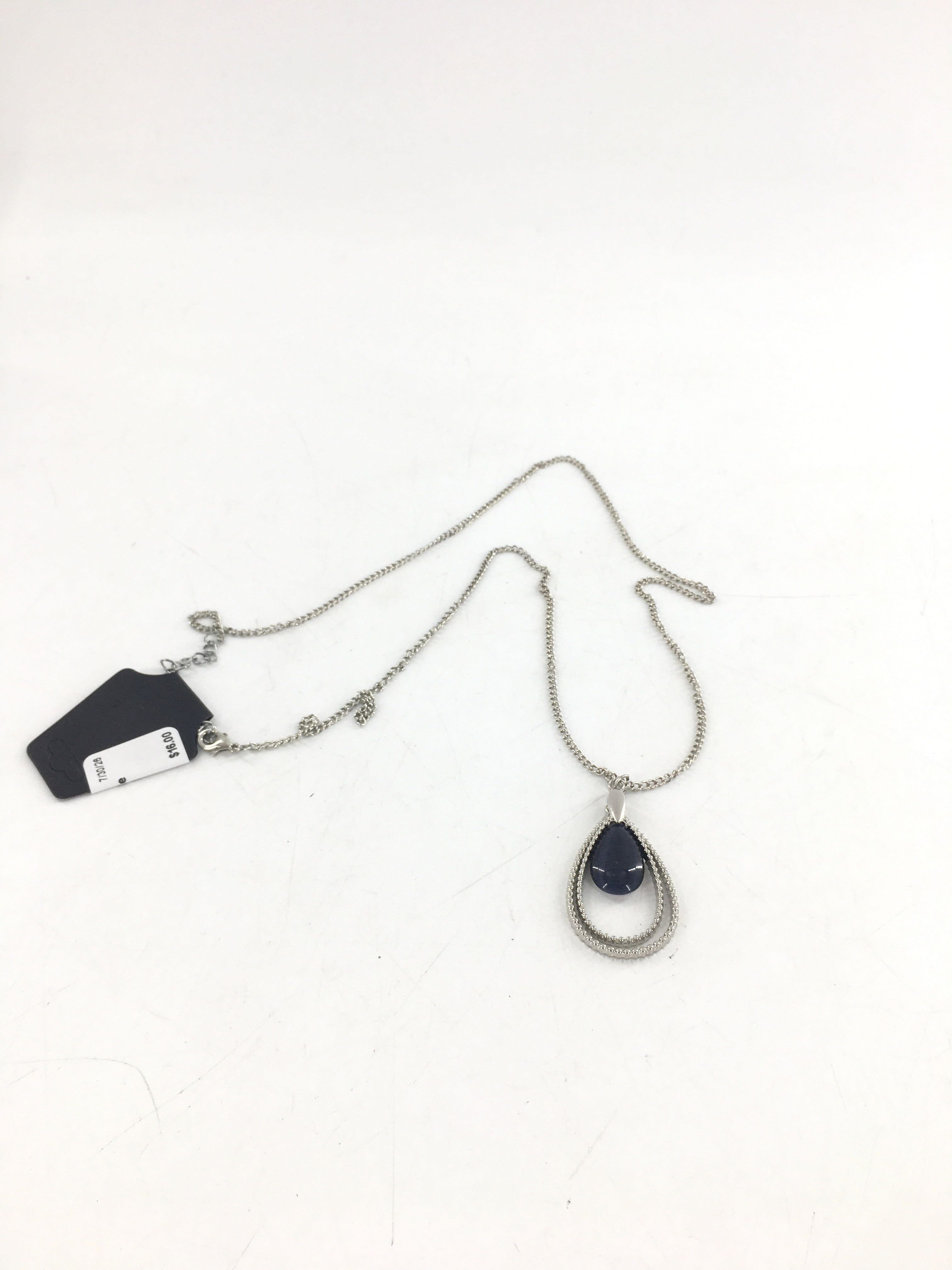 17" silver purple stone pendant necklace