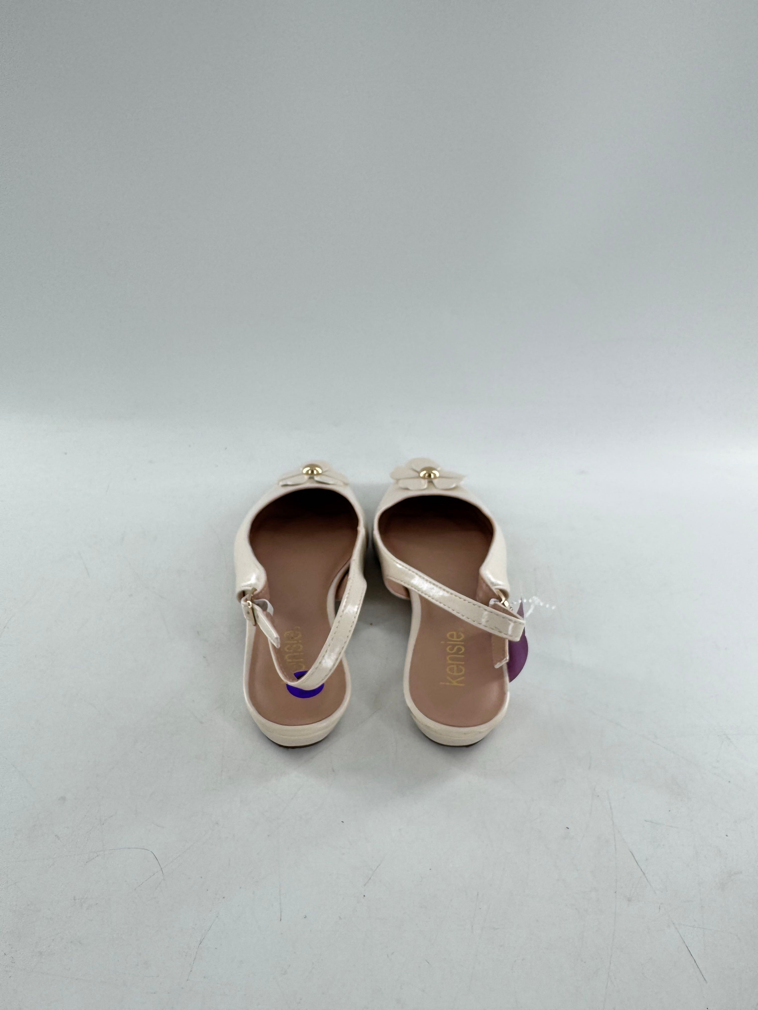 8 leather flower detail slingbacks