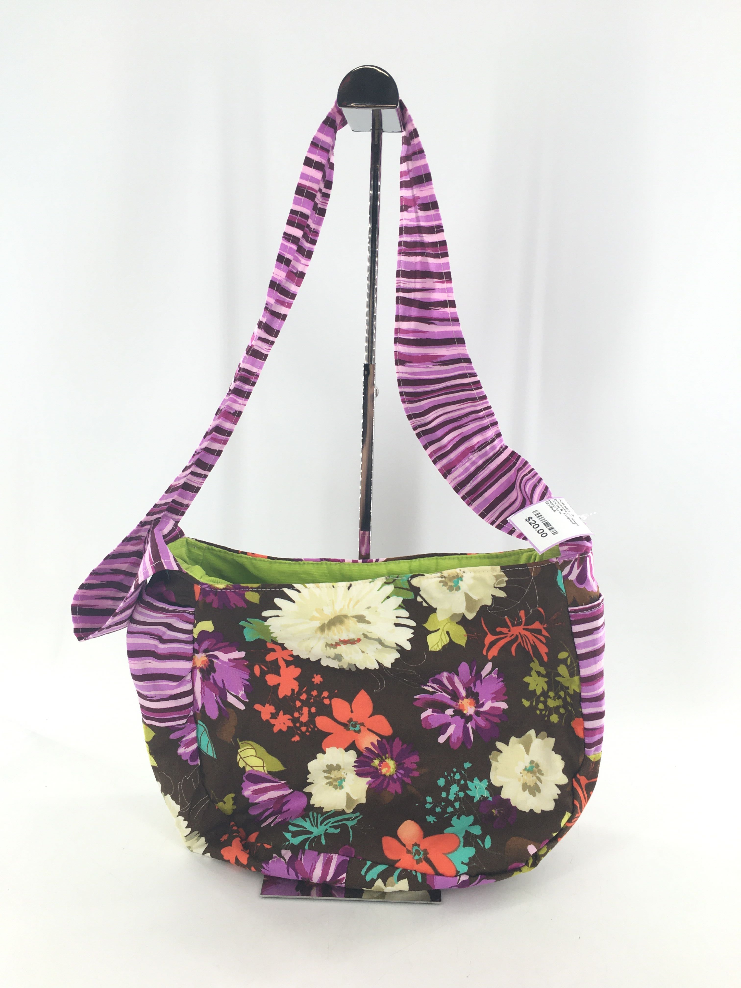 floral & striped fabric crossbody
