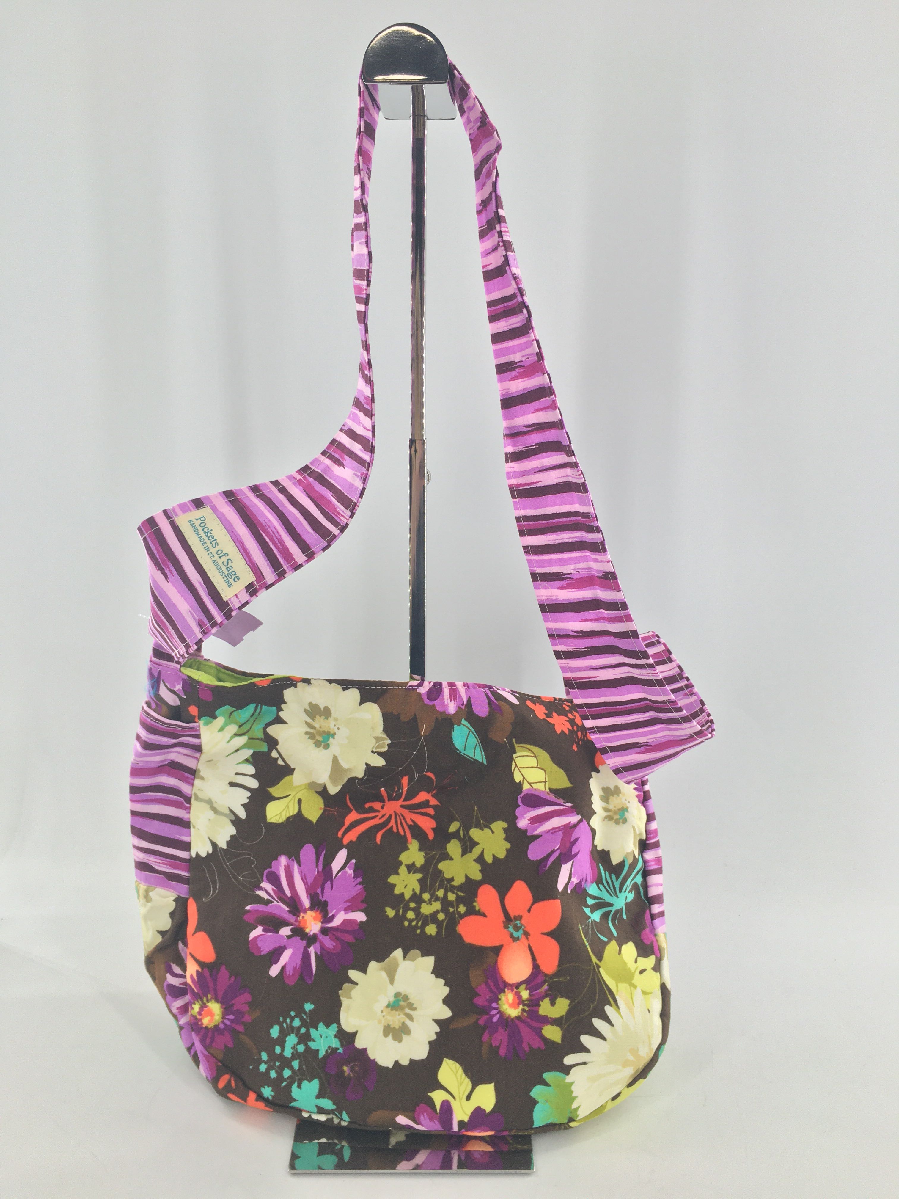 floral & striped fabric crossbody