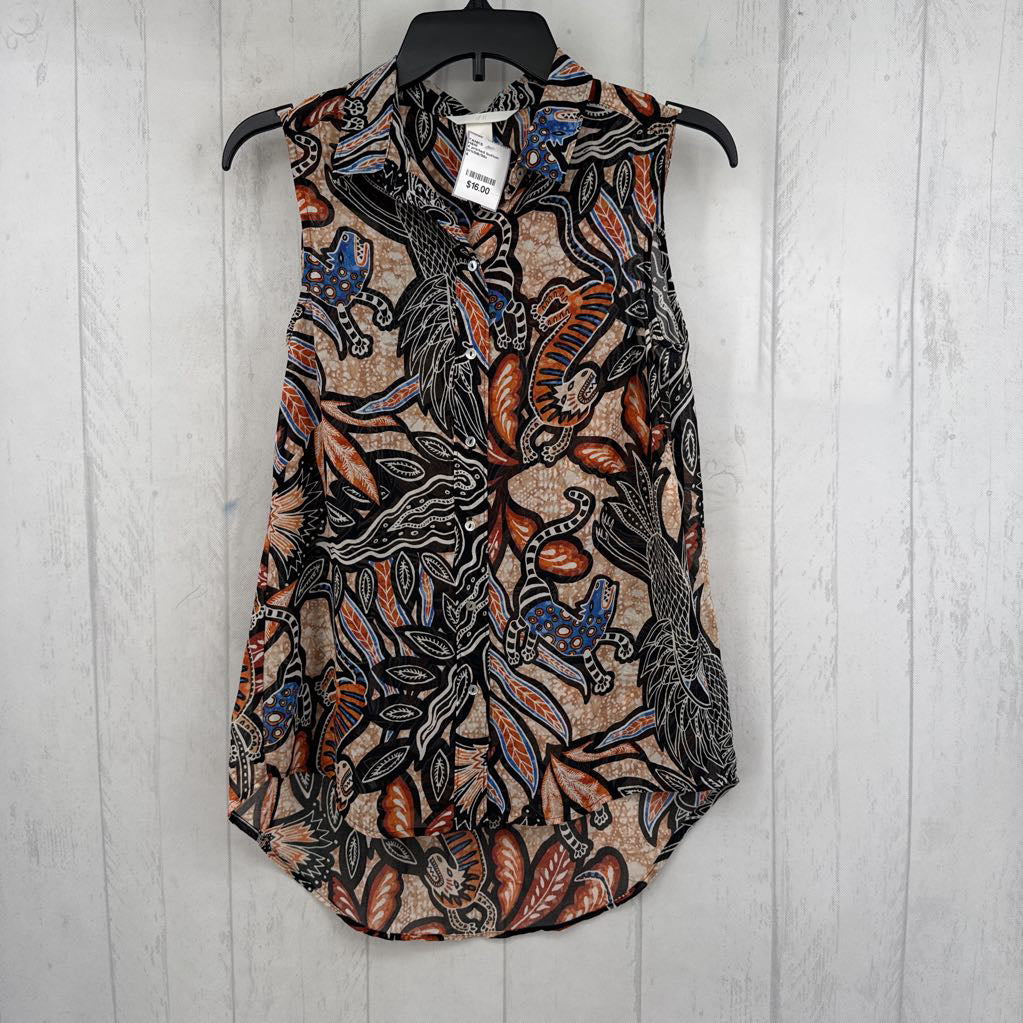 4 printed button down tank