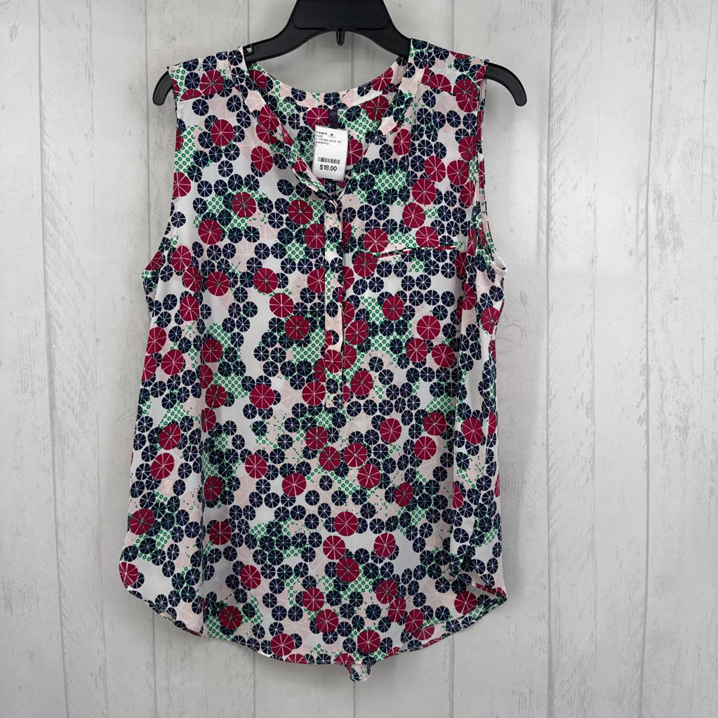 L circles print 1/2 button down tank