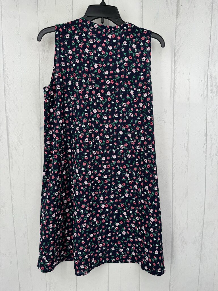 S flo print tie front slvls dress