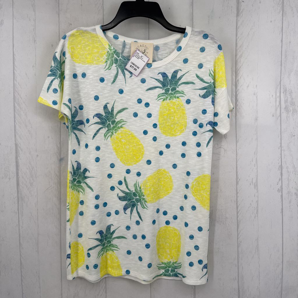 S pineapple & polka dot s/s top