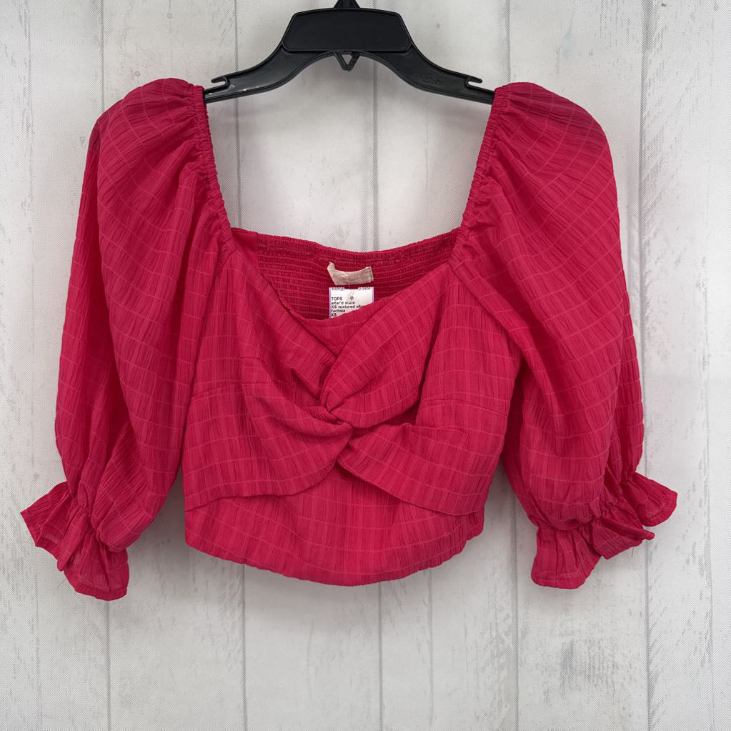XS textured elbow slv crop top