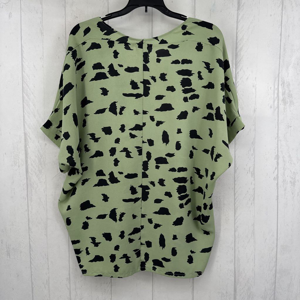 S animal print v-neck drop shoulder top