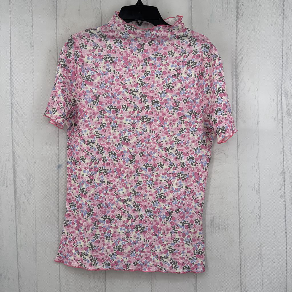 S mockneck flo print s/s top