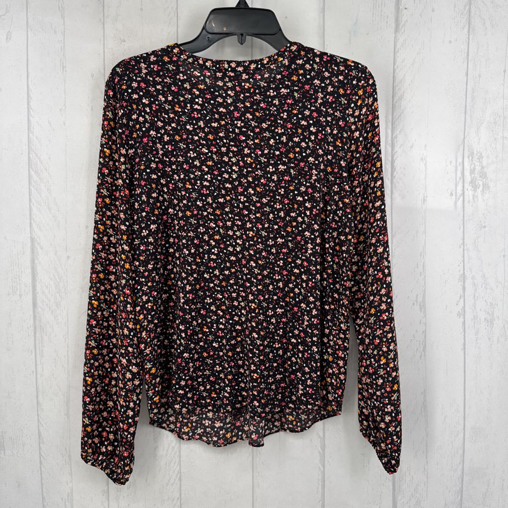 S flo print notch neck l/s top