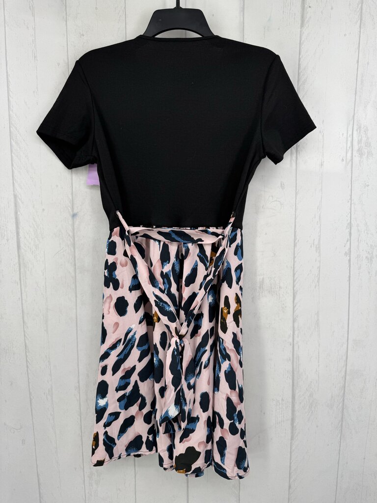L animal print belted s/s dress