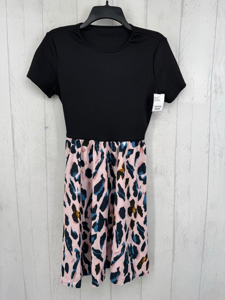 L animal print belted s/s dress