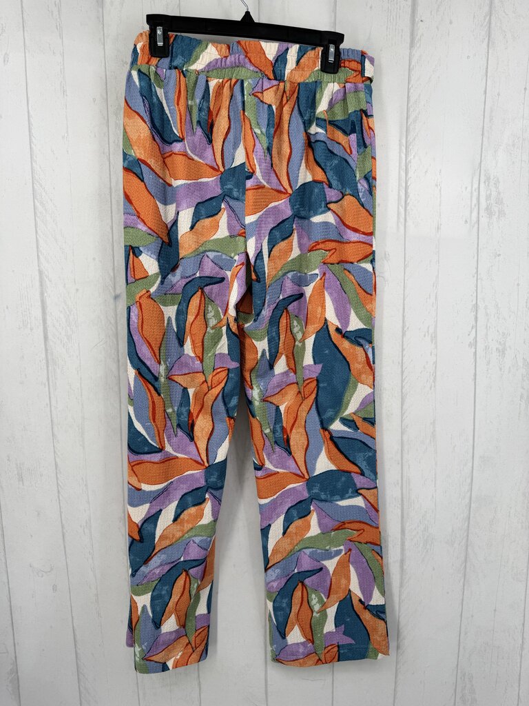 M colorful belted wide leg pant