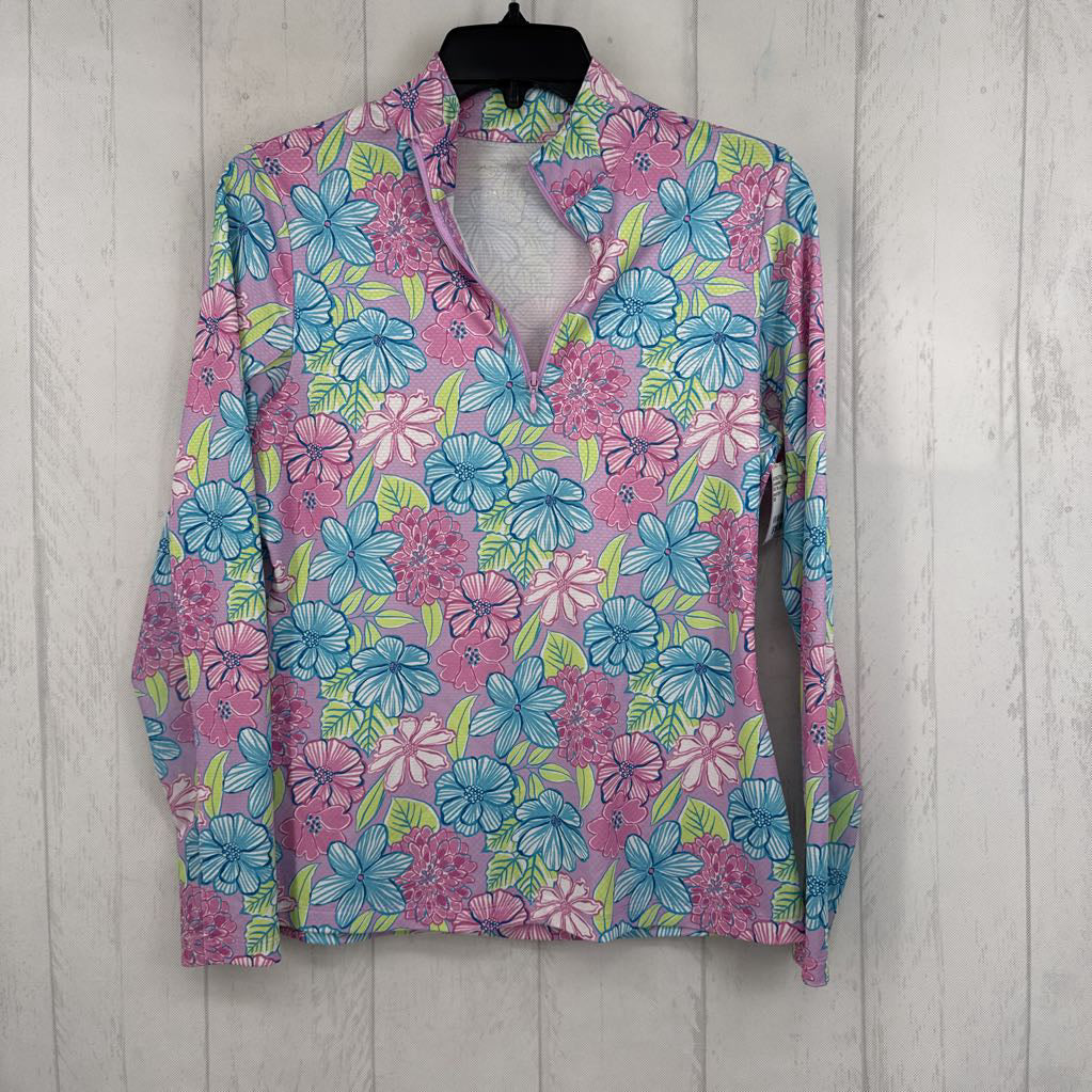 XS flo print quarter zip l/s pullover