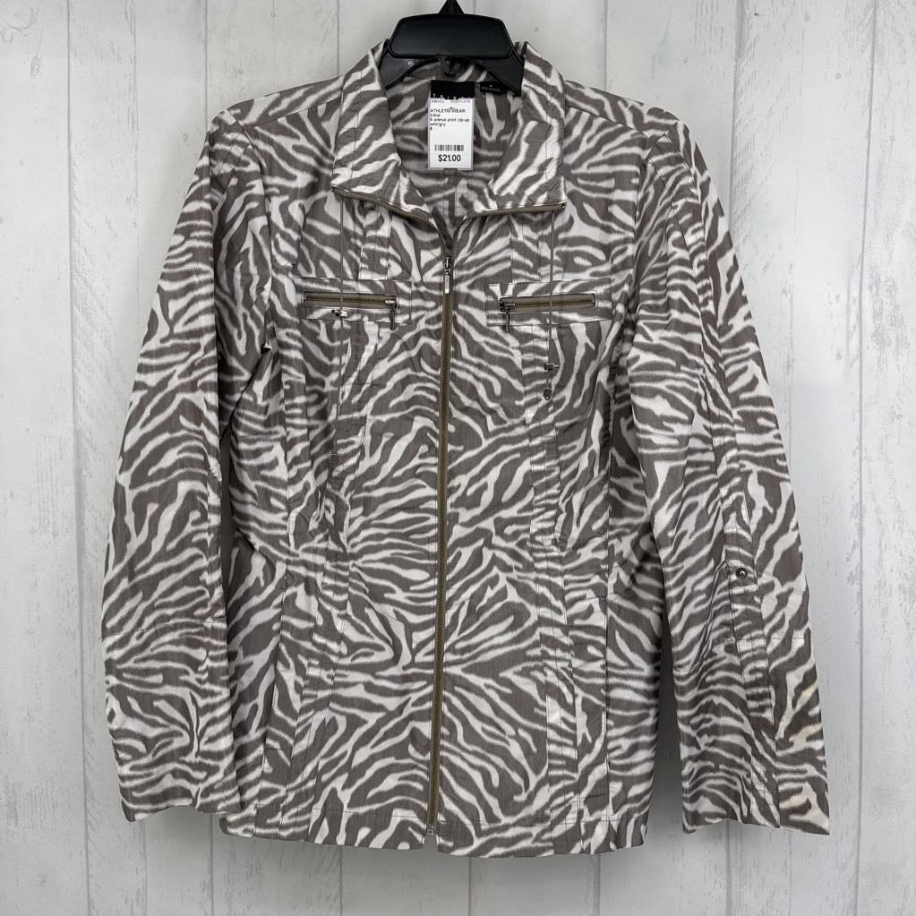 6 animal print zip-up jacket