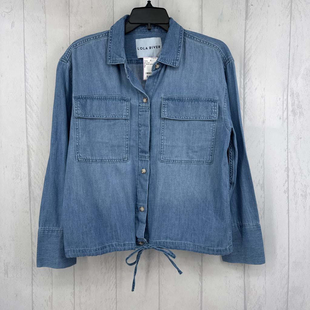 M denim button down l/s top