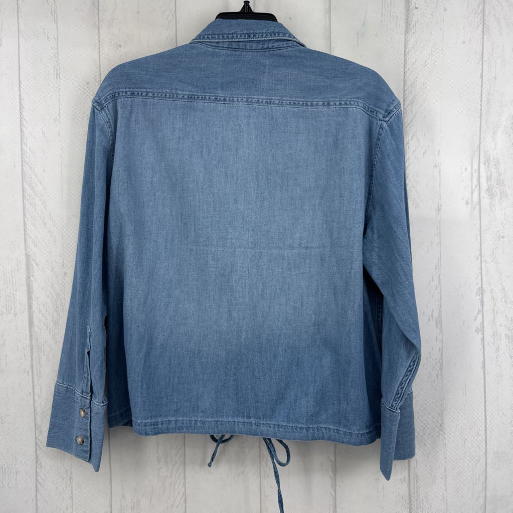 M denim button down l/s top