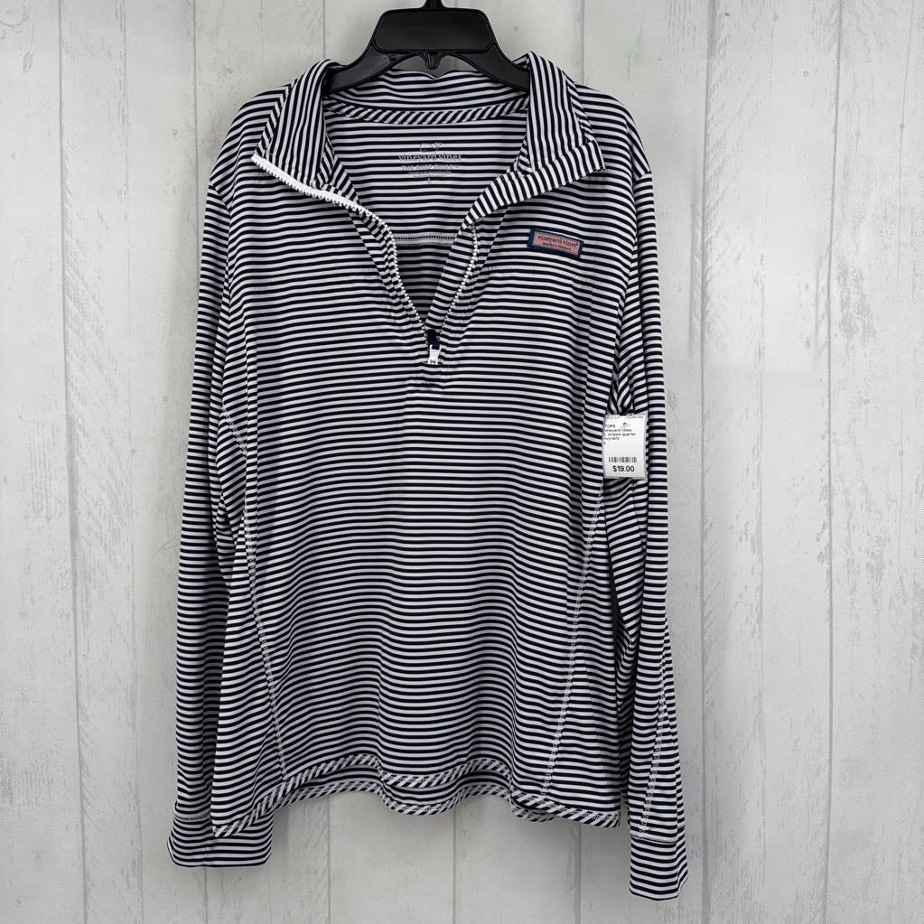 L striped quarter zip l/s pullover