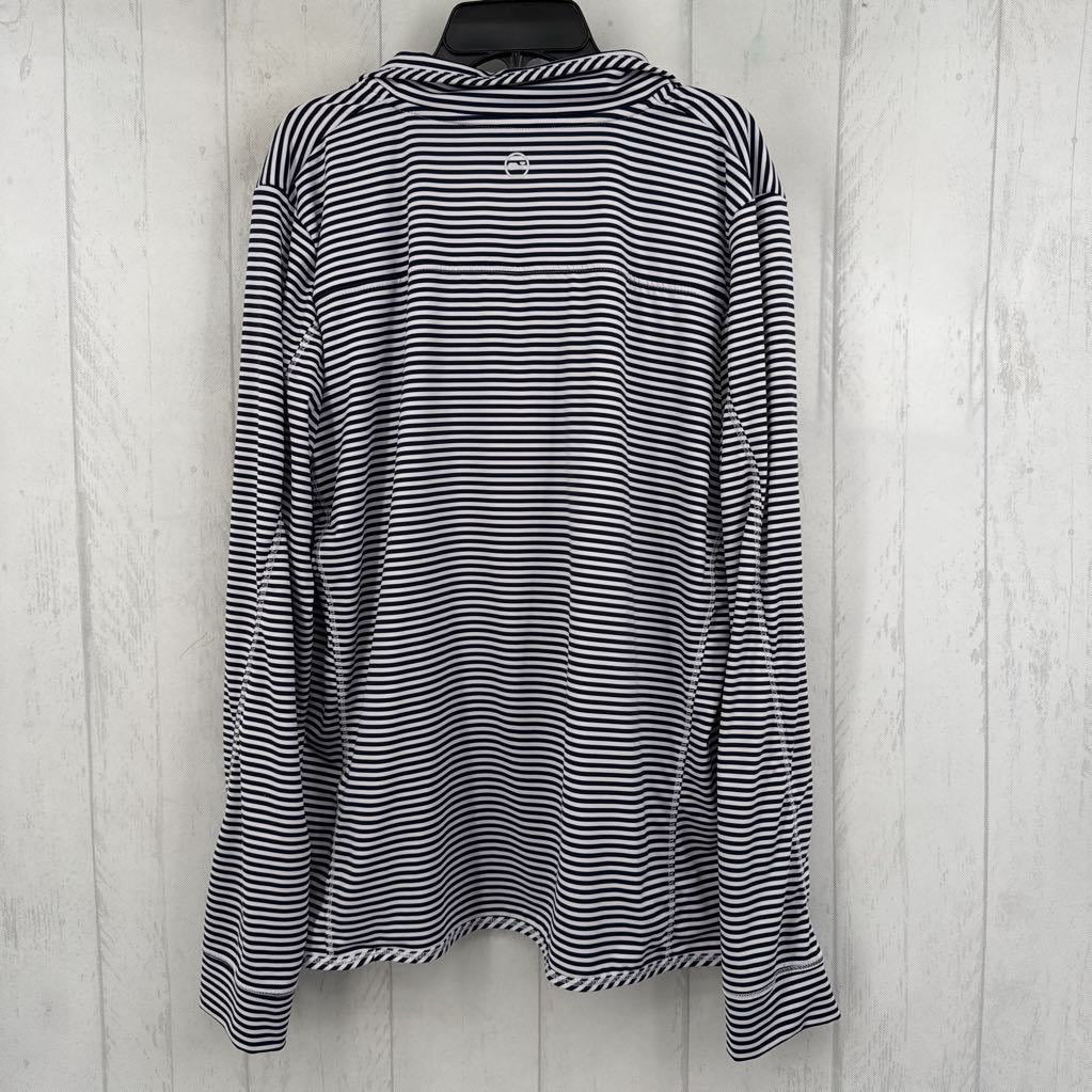 L striped quarter zip l/s pullover