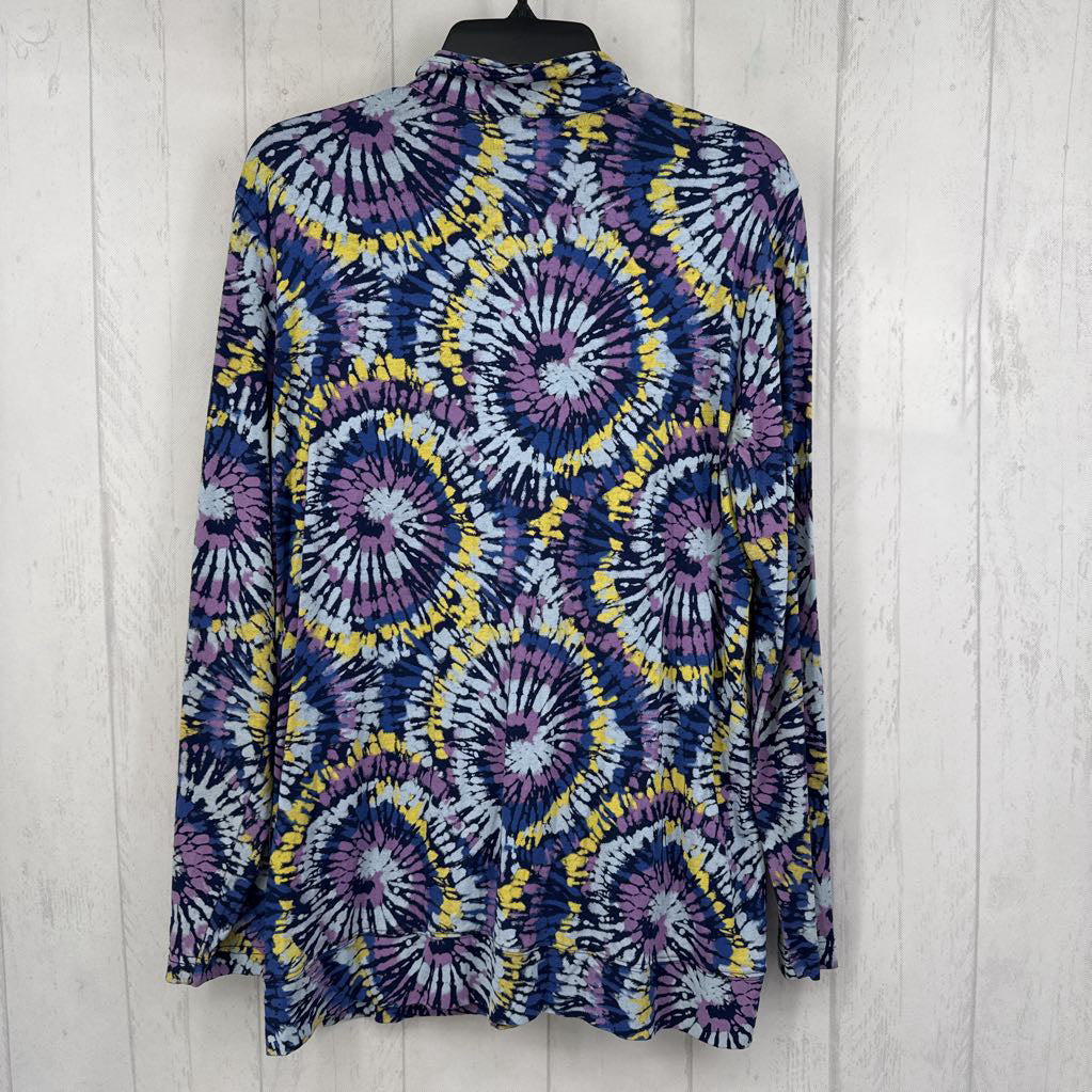 L tie-dye quarter zip l/s pullover