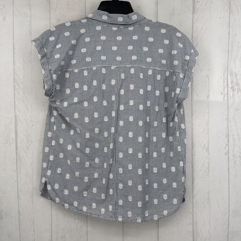 Mp striped & polka dot 1/2 button down s/s top