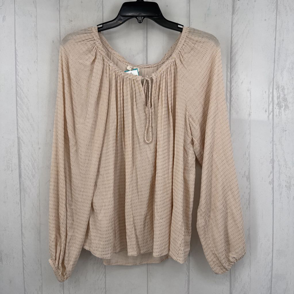 S/M metallic dot tie-front l/s top