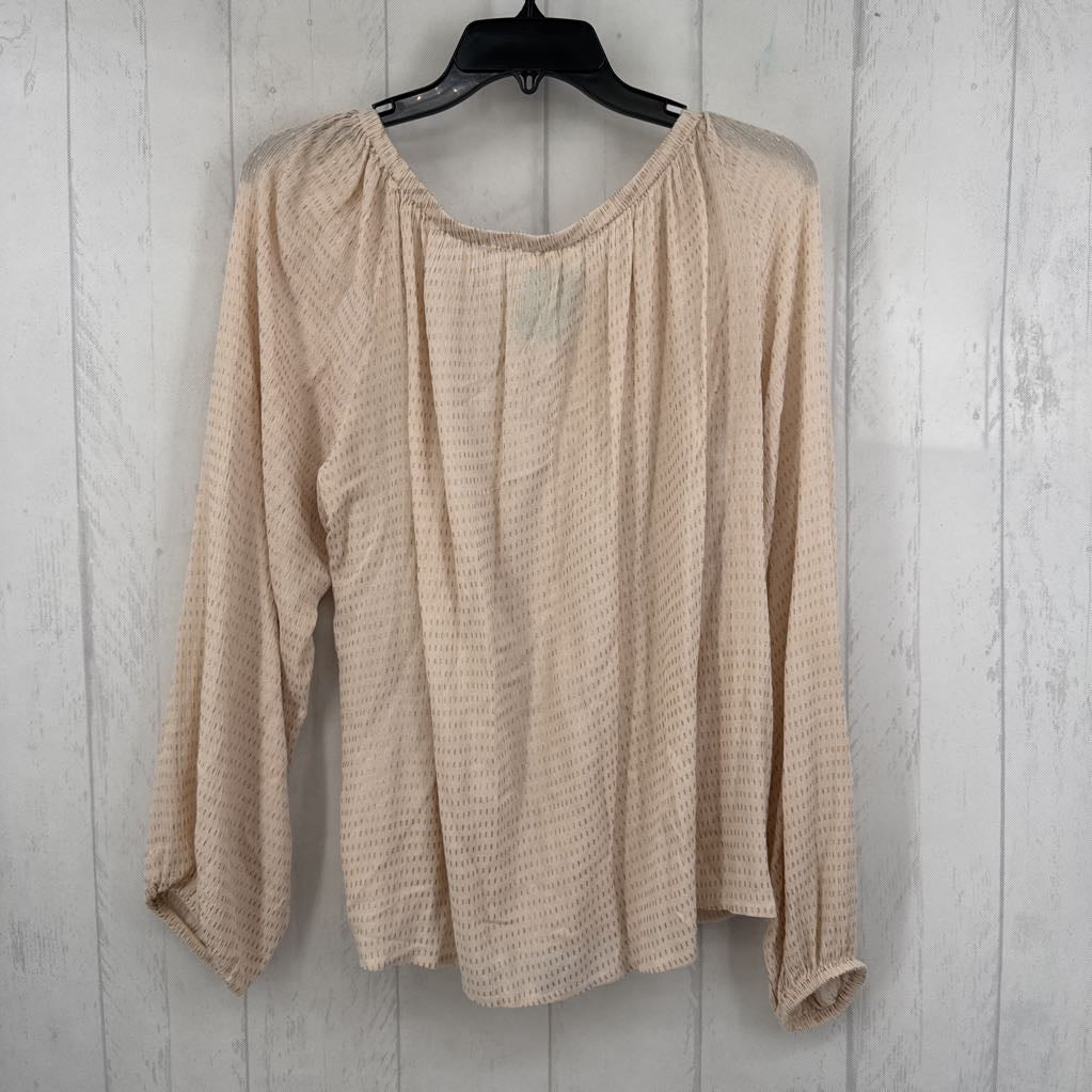 S/M metallic dot tie-front l/s top