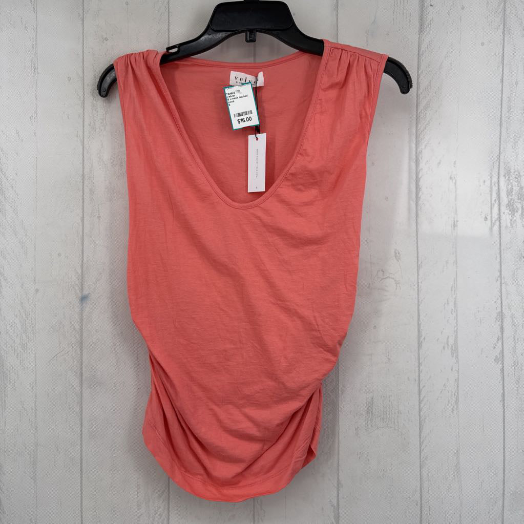 S v-neck ruched sides tank