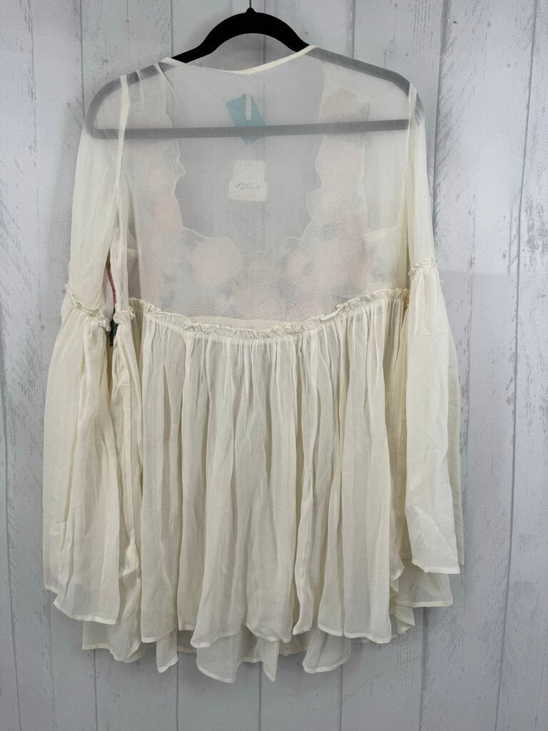 R170 S flo embroidered semi-sheer l/s dress