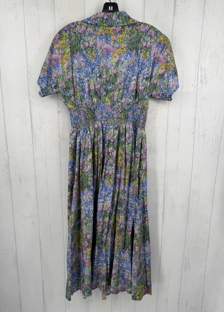 L flo print zip front s/s dress