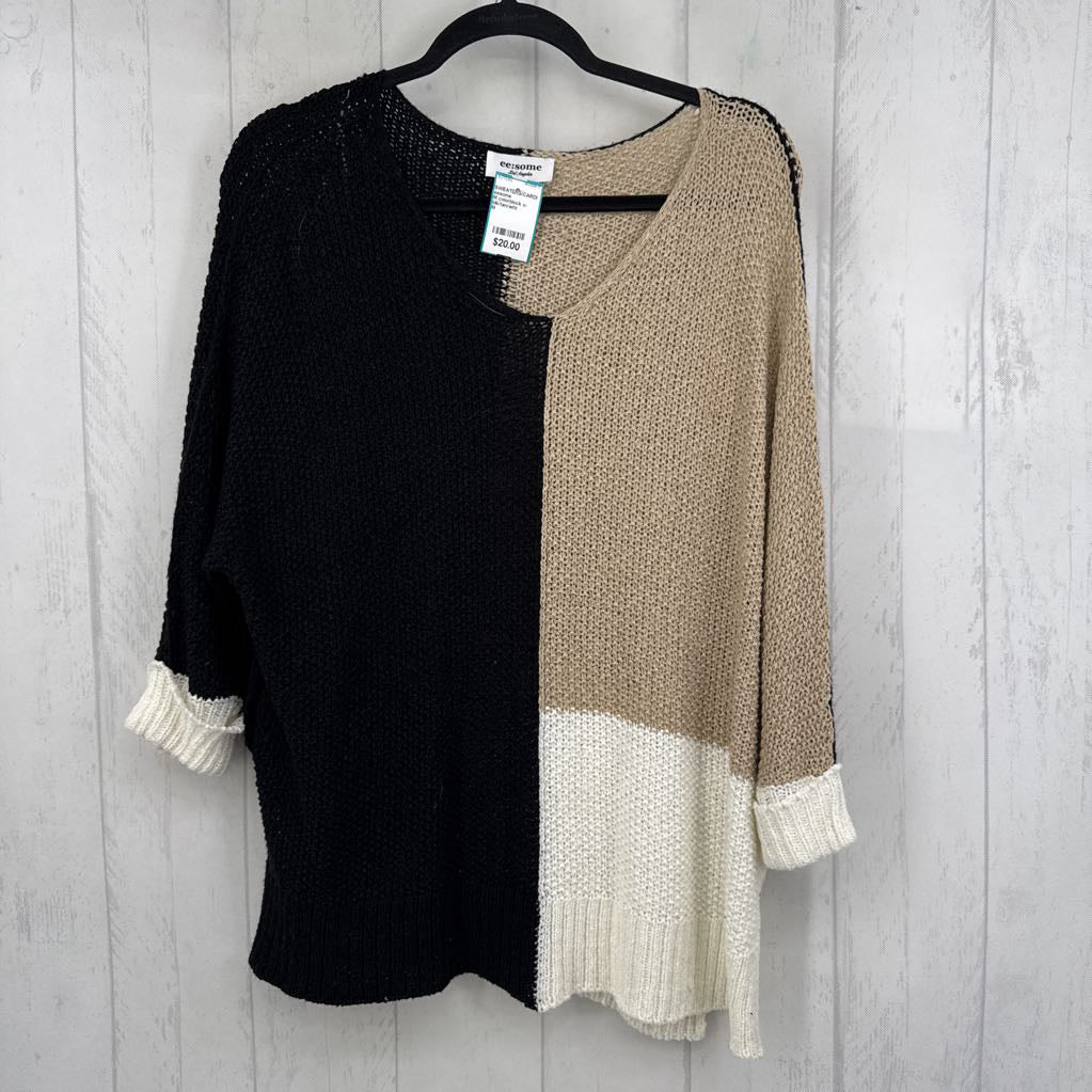 M colorblock v-neck dolman slv sweater