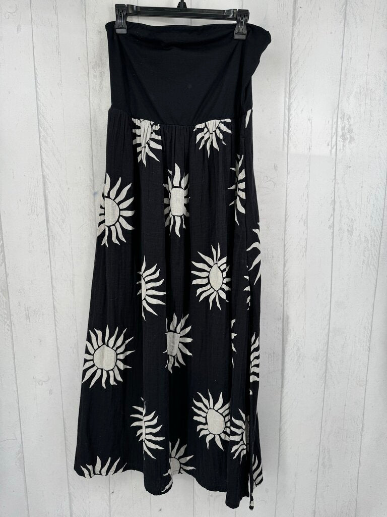 L sun print bandeau maxi dress