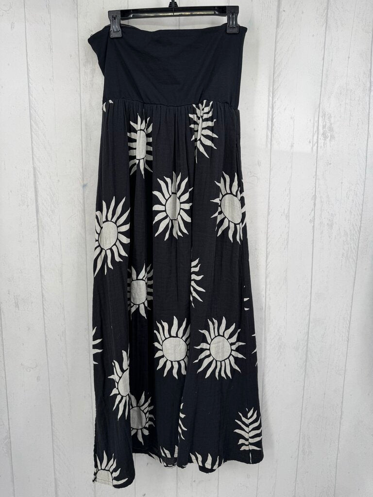 L sun print bandeau maxi dress