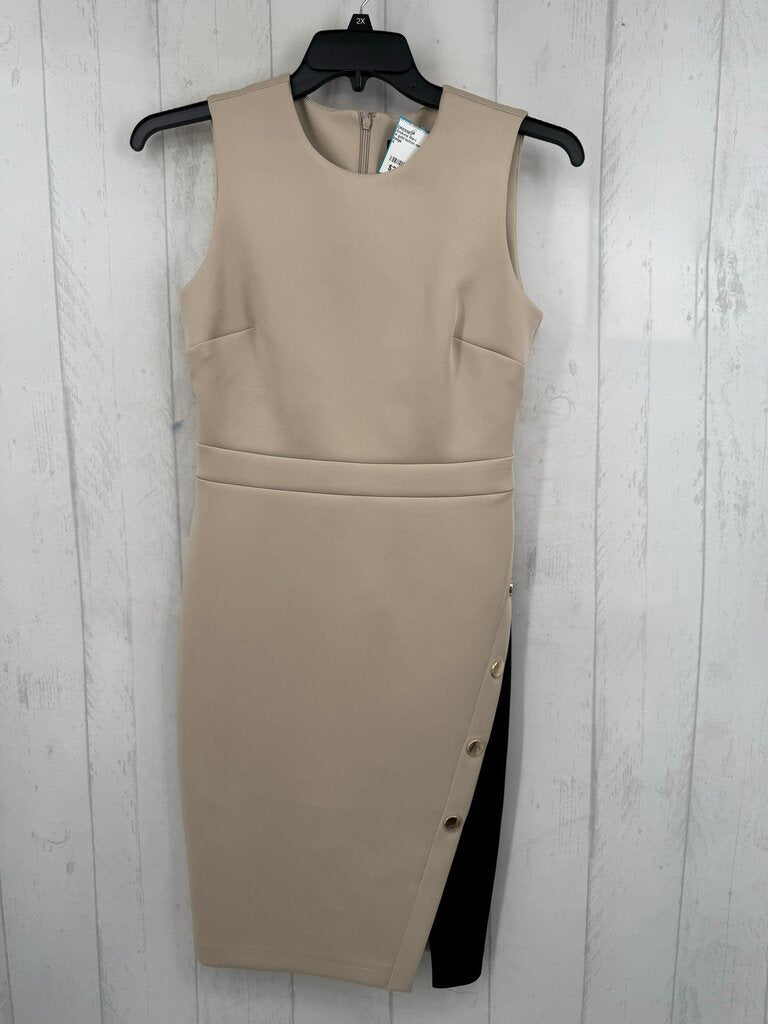 4 gold button detail slvls sheathdress