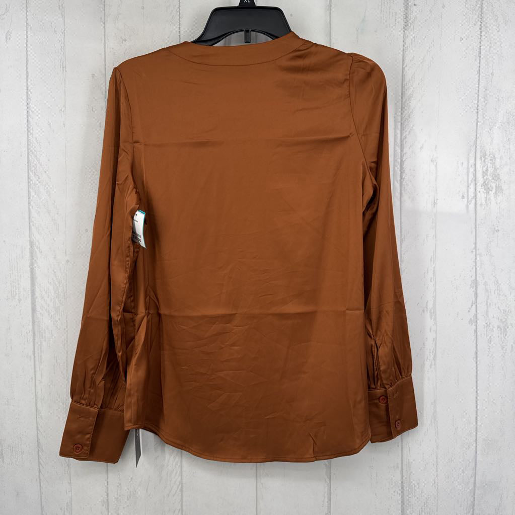 S silky button down l/s top