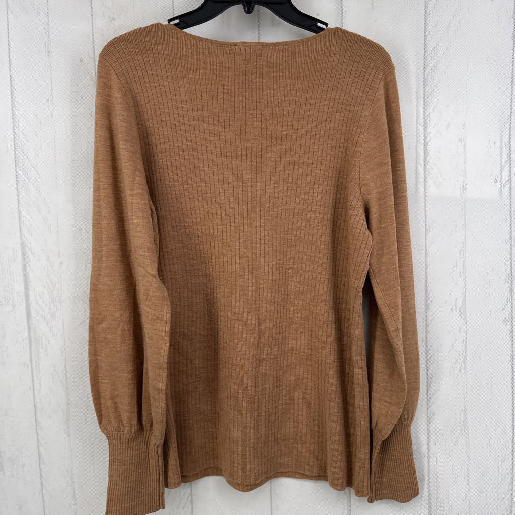 L ribbed scoop neck knit l/s top