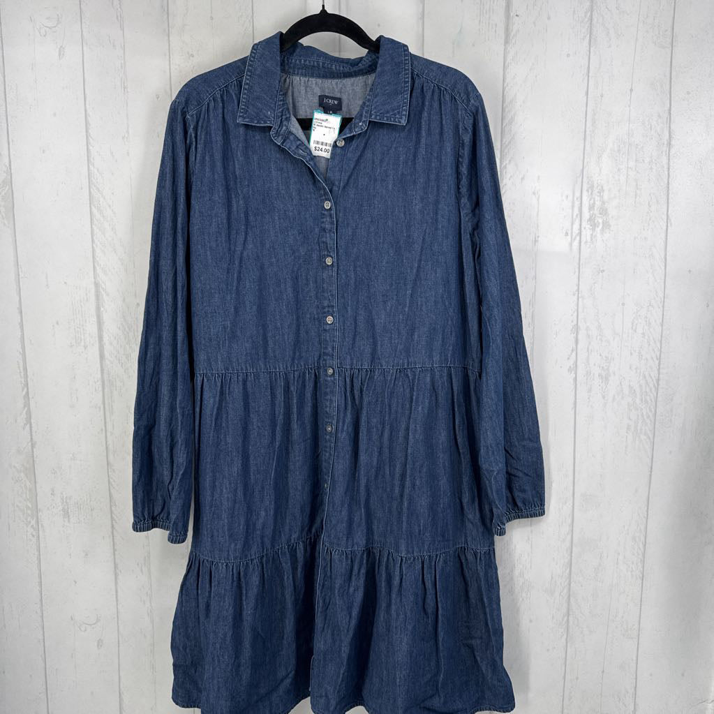 18 denim tiered l/s dress