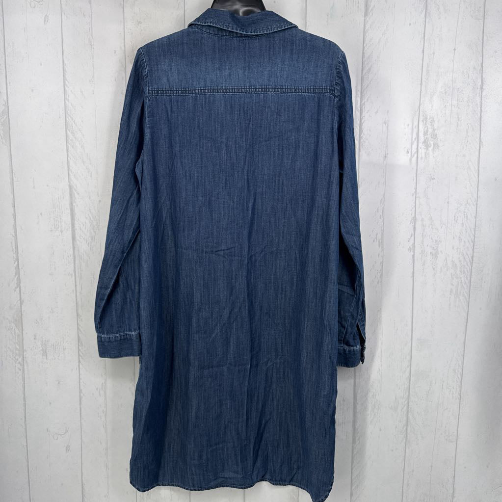 10 denim button front l/s dress