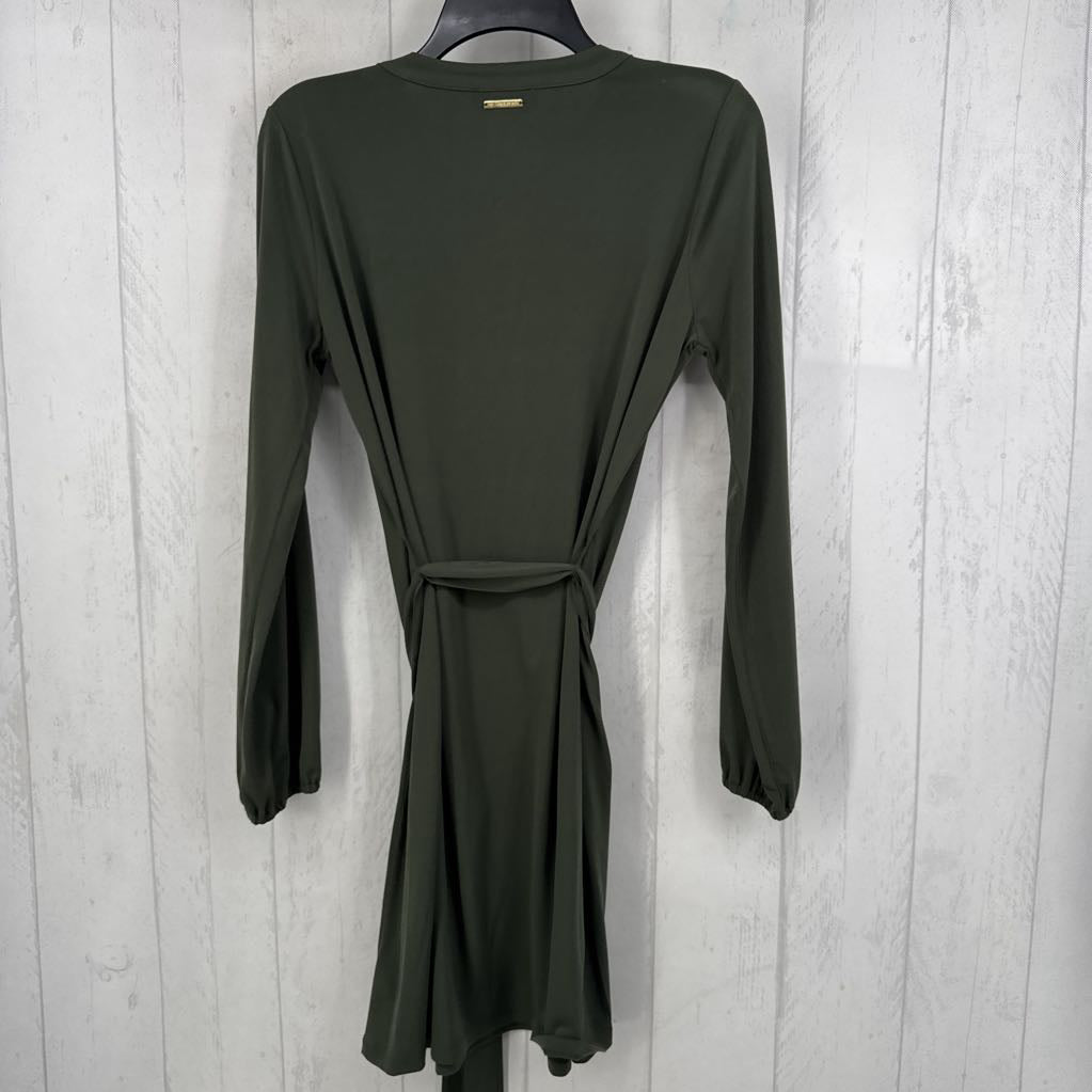M zip front belted l/s dress