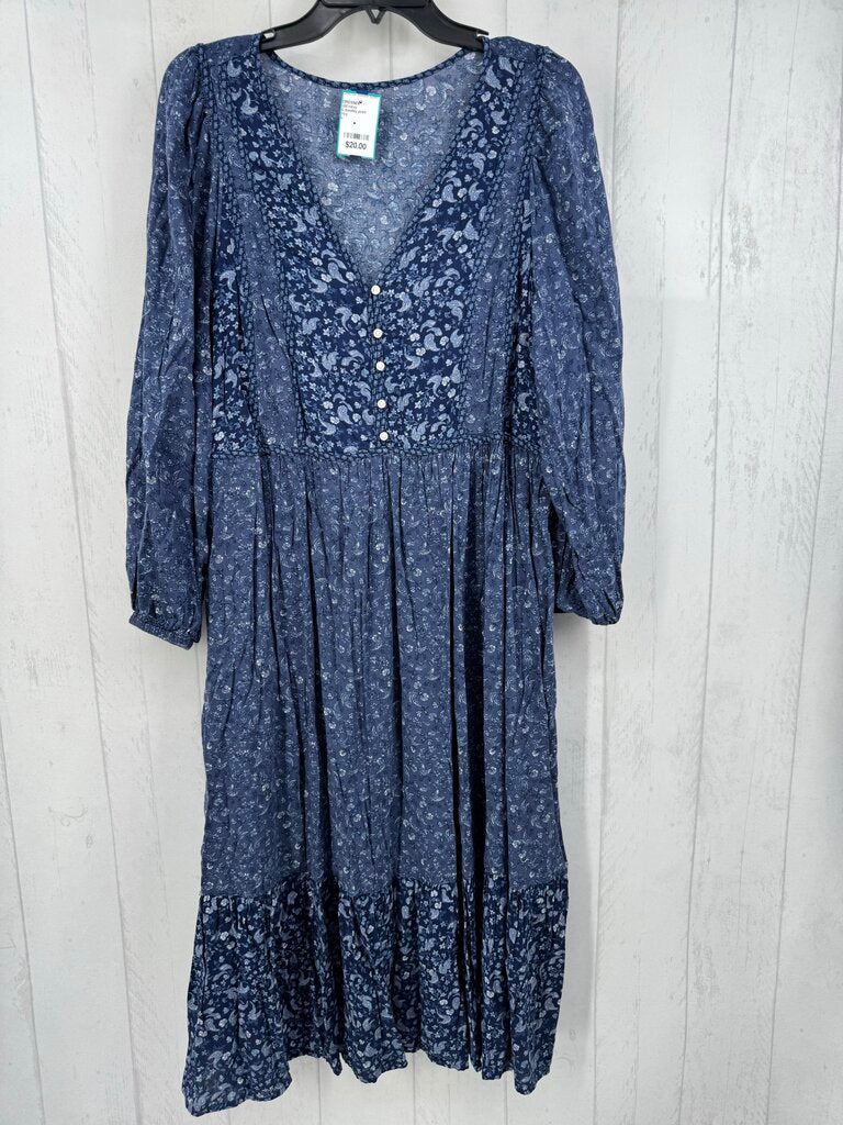 L paisley print button front l/s dress