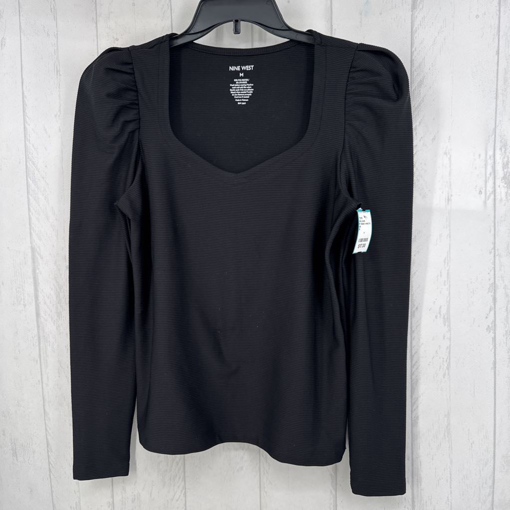 M ribbed v-neck l/s top