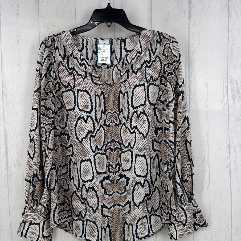 XS python print v-neck l/s top
