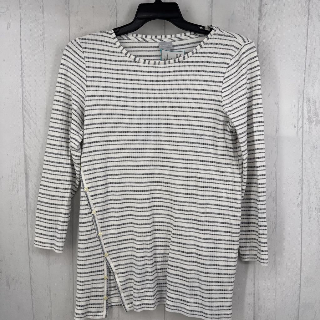 M striped button detail l/s tiunic