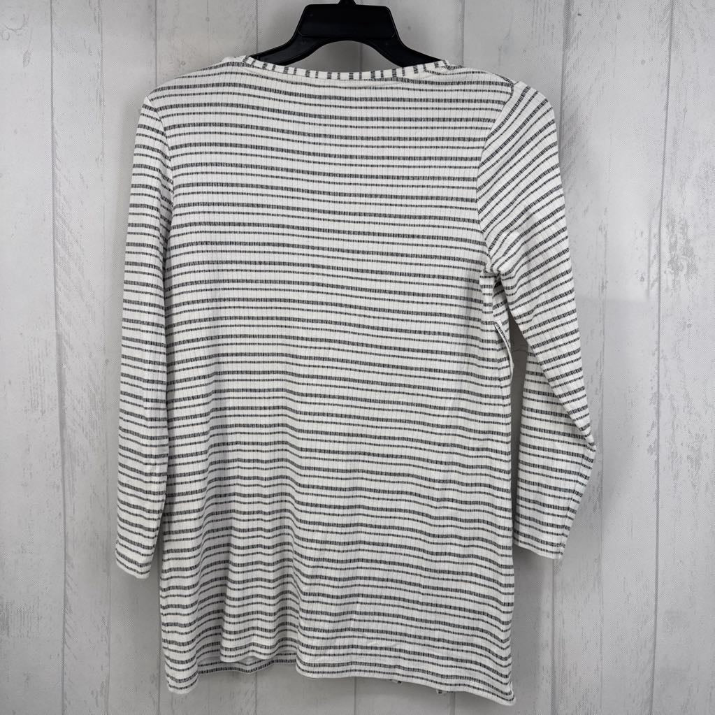 M striped button detail l/s tiunic