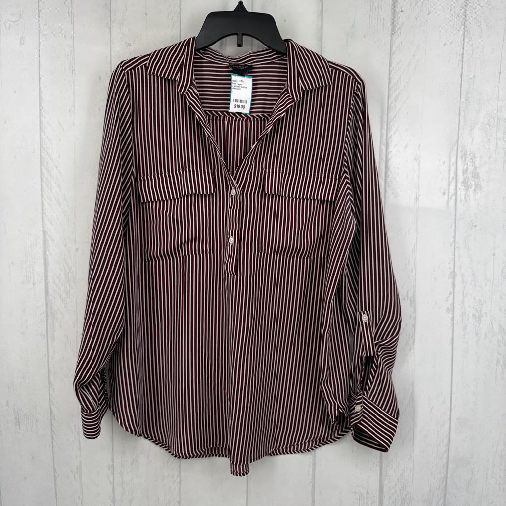L striped button down l/s top