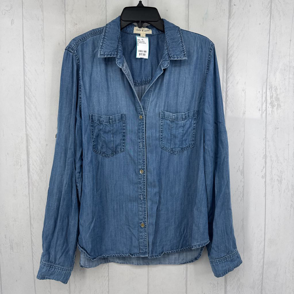 XL denim button down l/s top