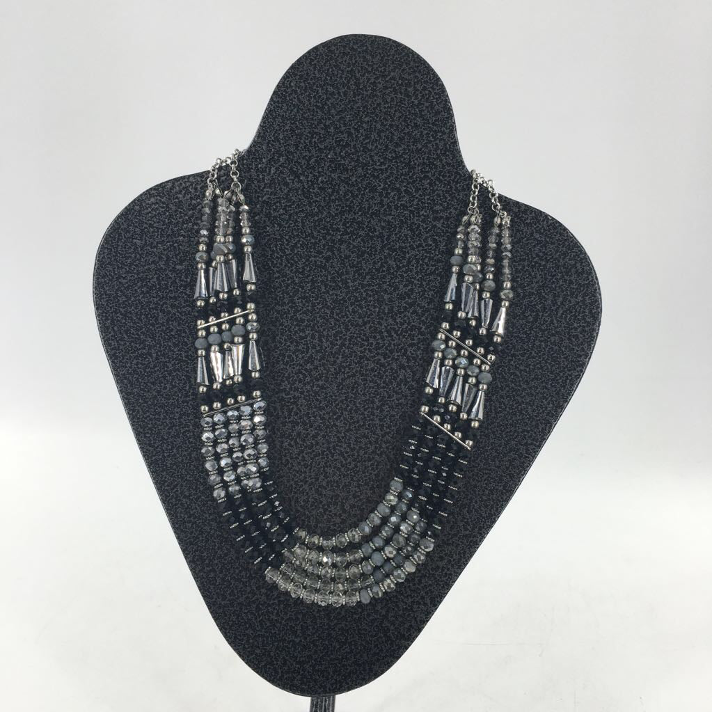 10" grey & black beaded necklace