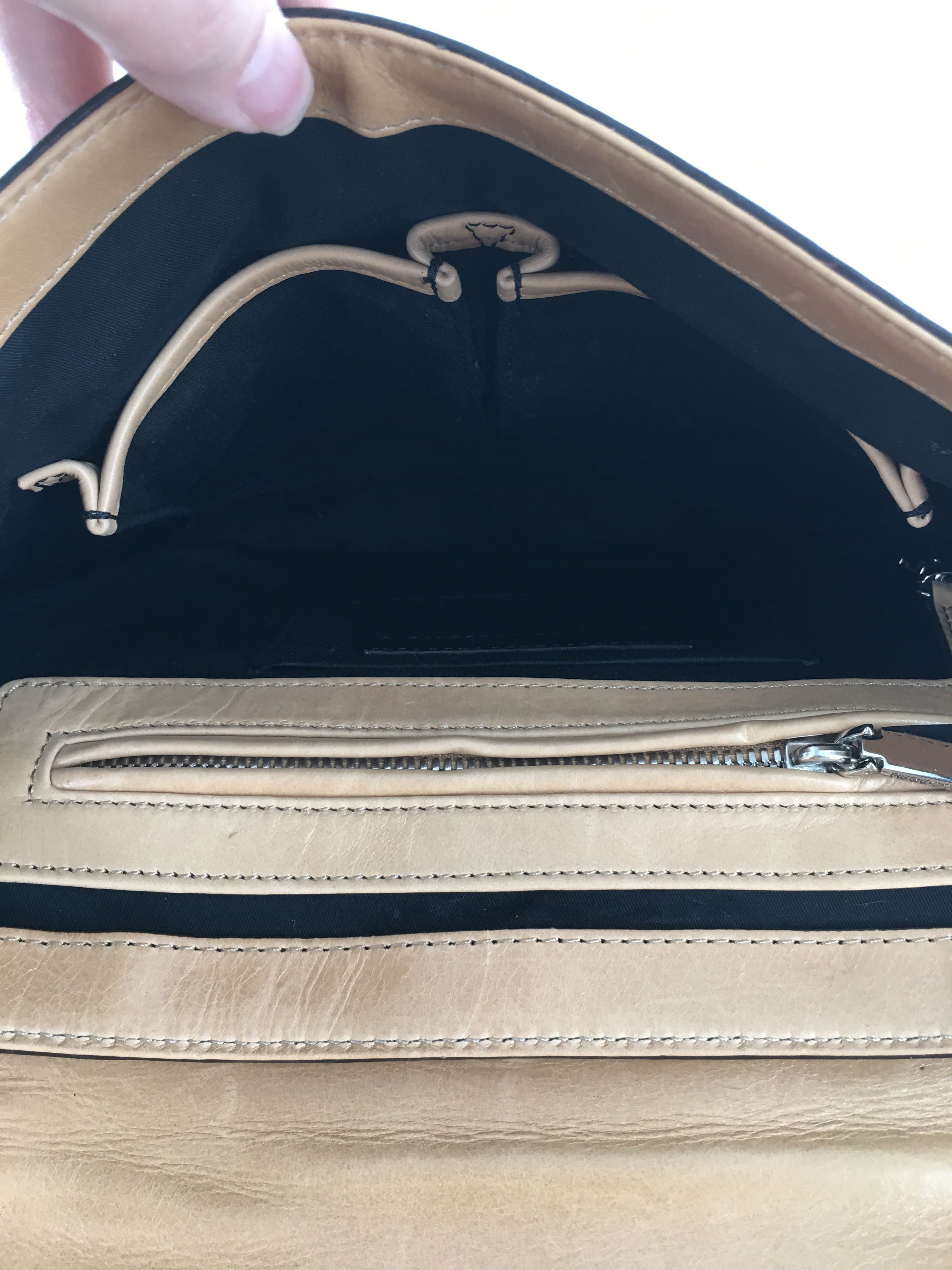 leather two-toneshoulder bag