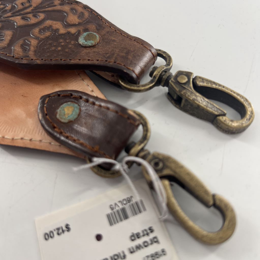 brown floral purse strap