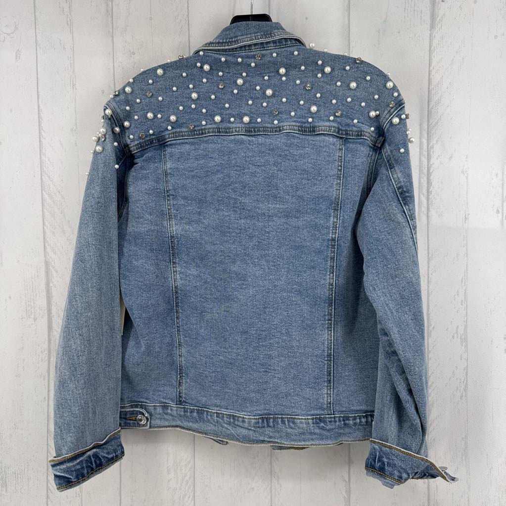S pearl embelished jean jacket