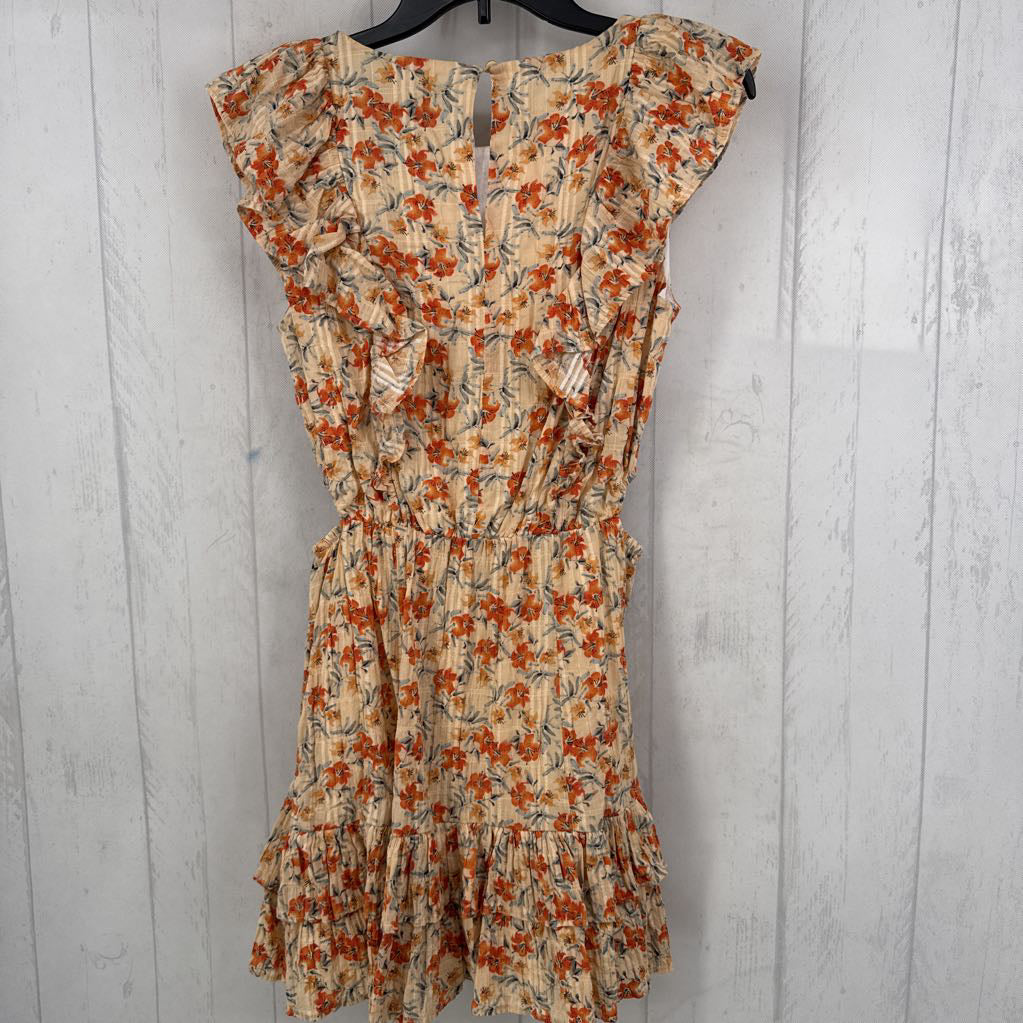 M ruffled flo print slvls dress